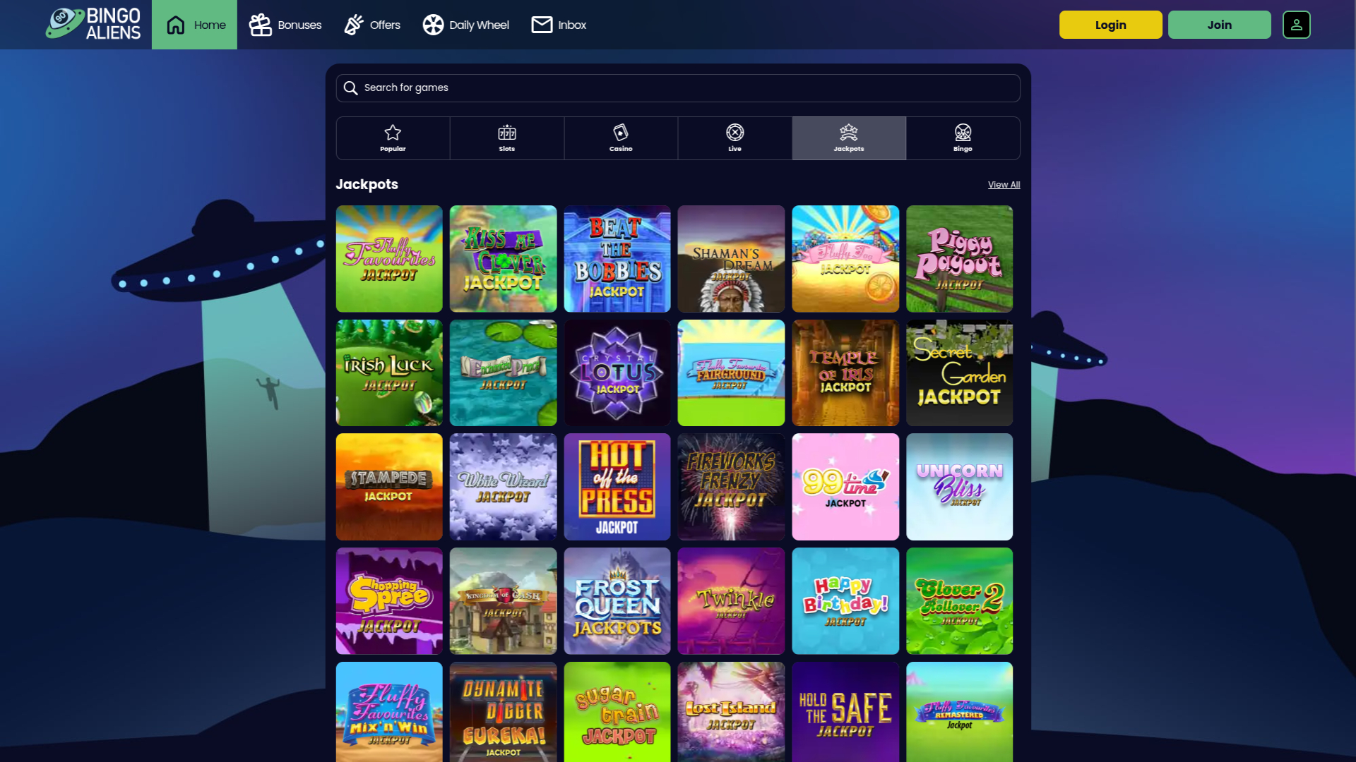 Bingo Aliens Casino Desktop Jackpot