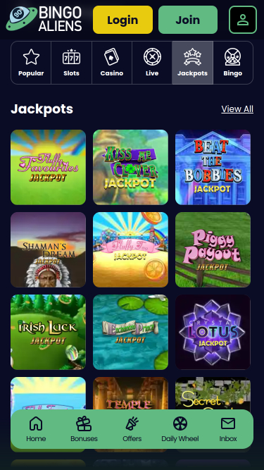 Bingo Aliens Casino Mobile Jackpot