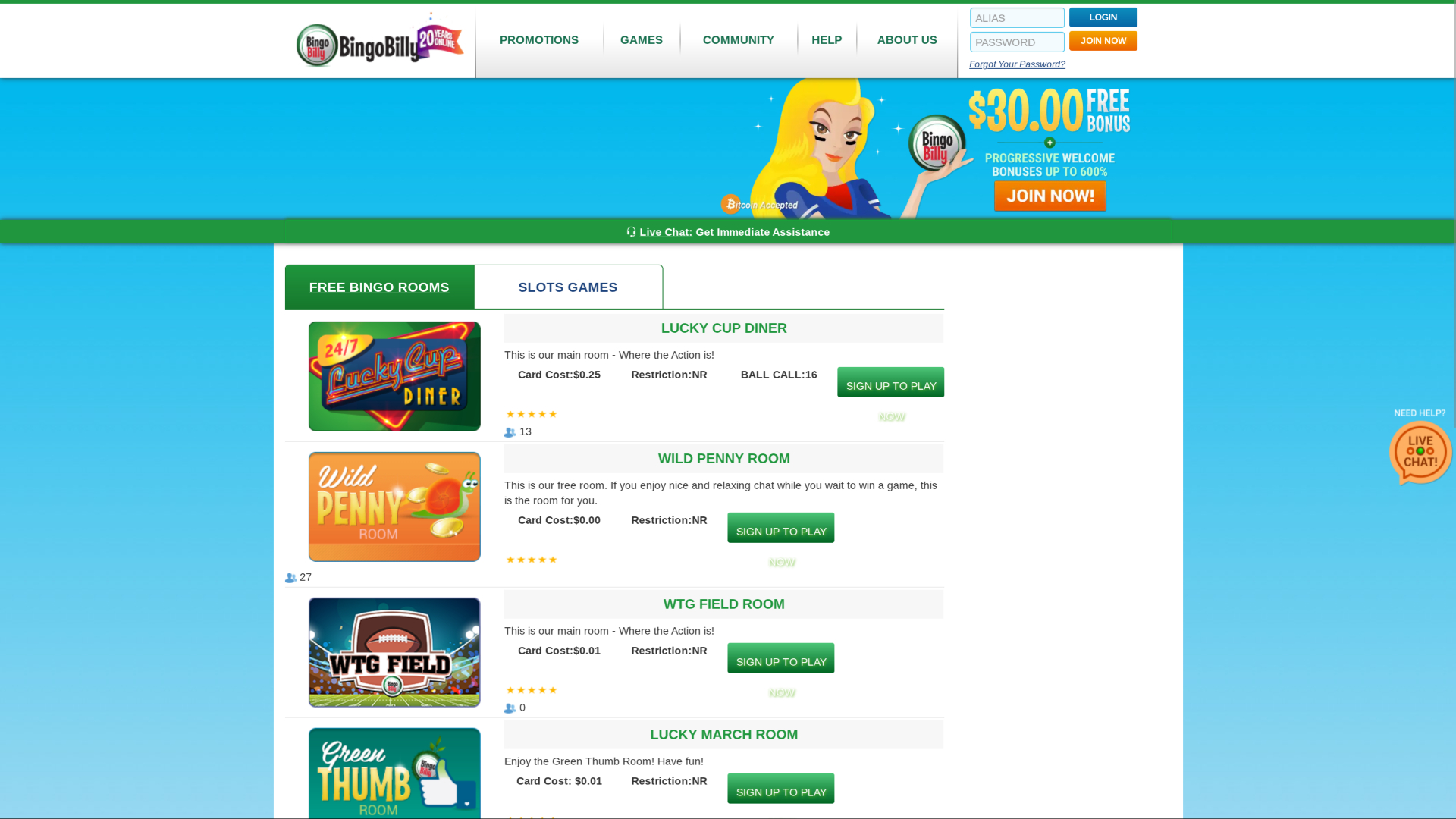 Bingo Billy Casino Desktop Bingo