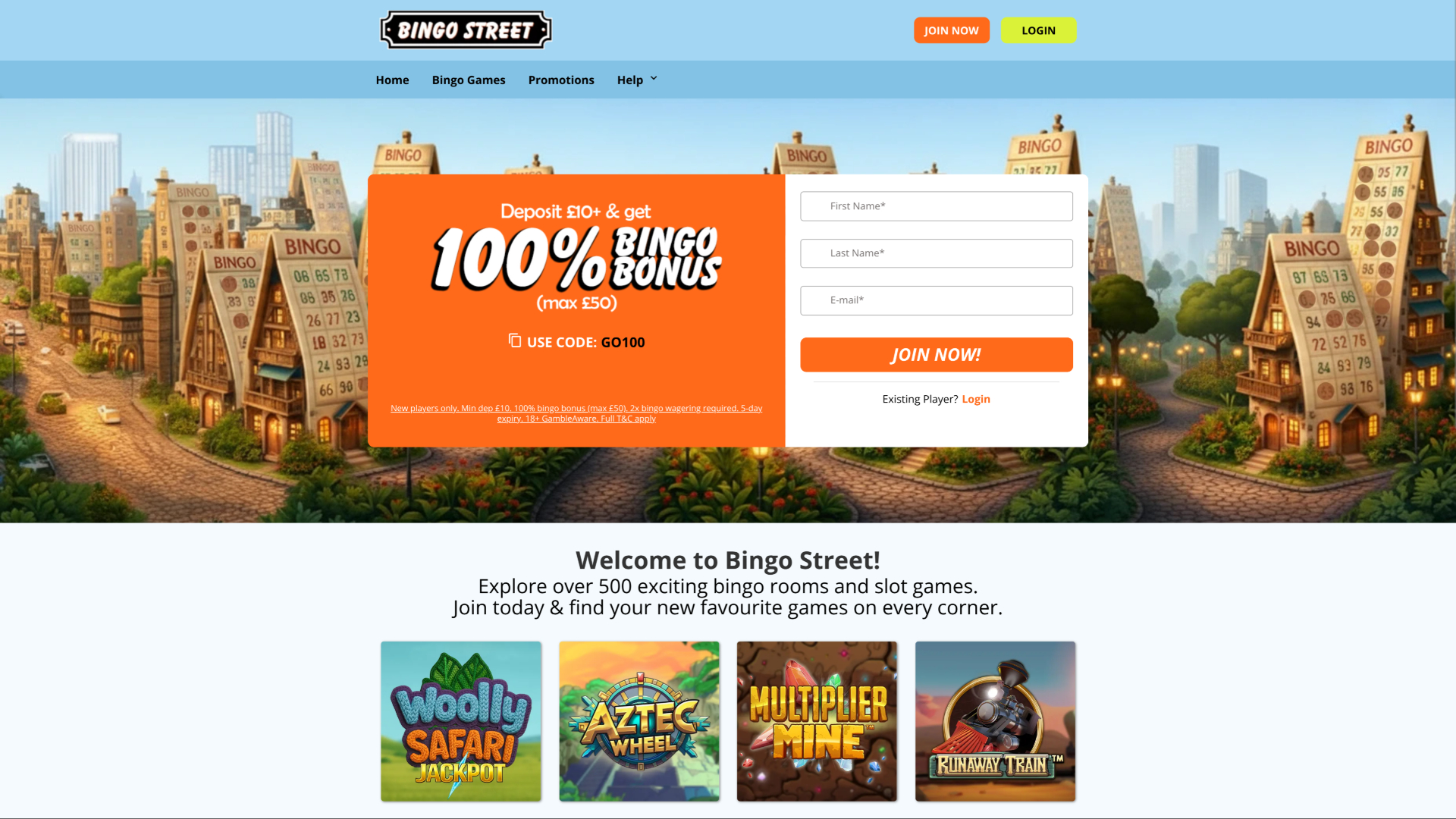 Bingo Street Casino Desktop Homepage
