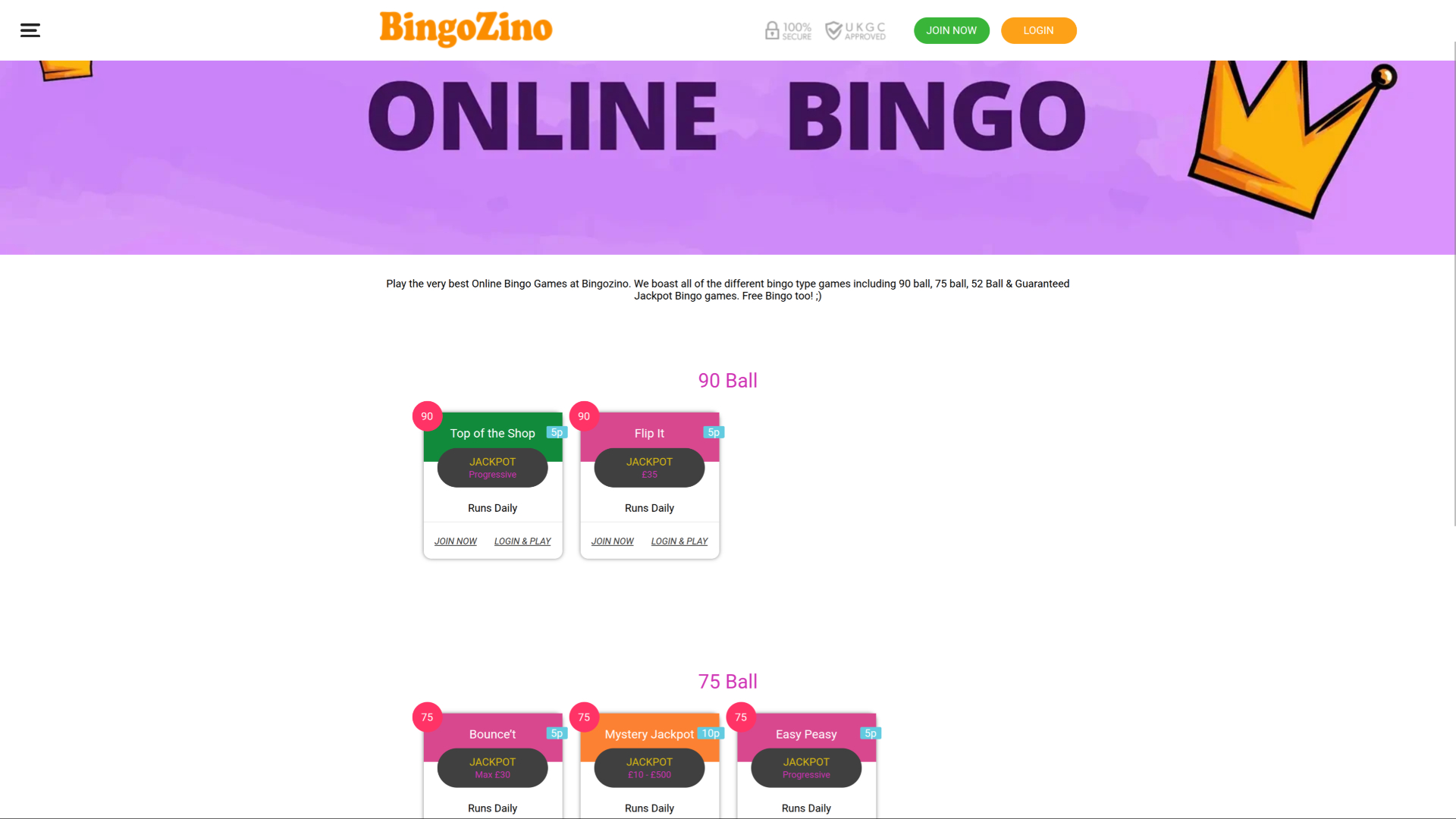 BingoZino Casino Desktop Bingo