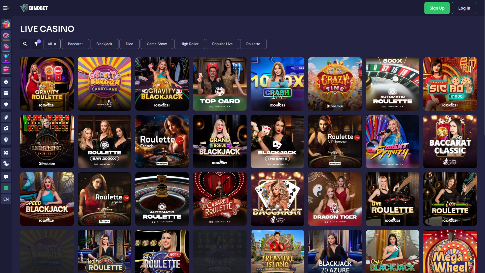 Bino.bet Casino Desktop Live Dealer