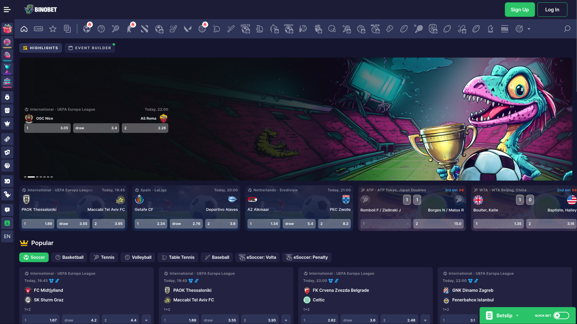 Bino.bet Casino Desktop Sports