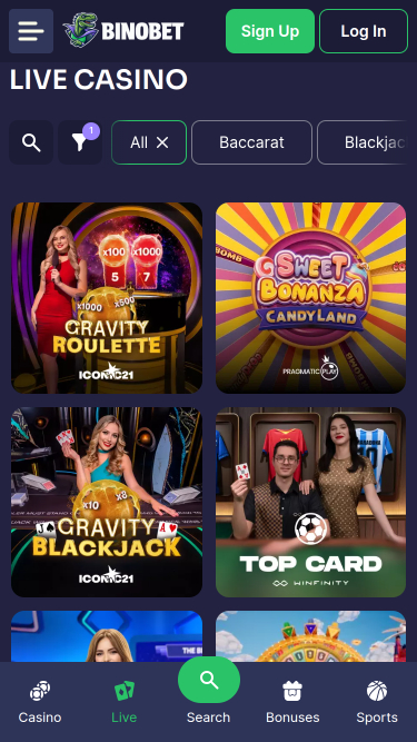 Bino.bet Casino Mobile Live Dealer