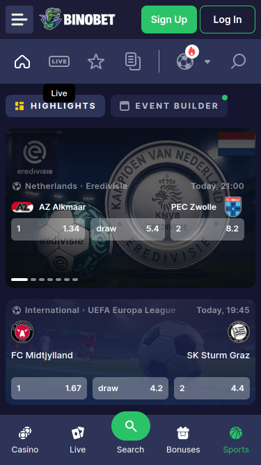 Bino.bet Casino Mobile Sports