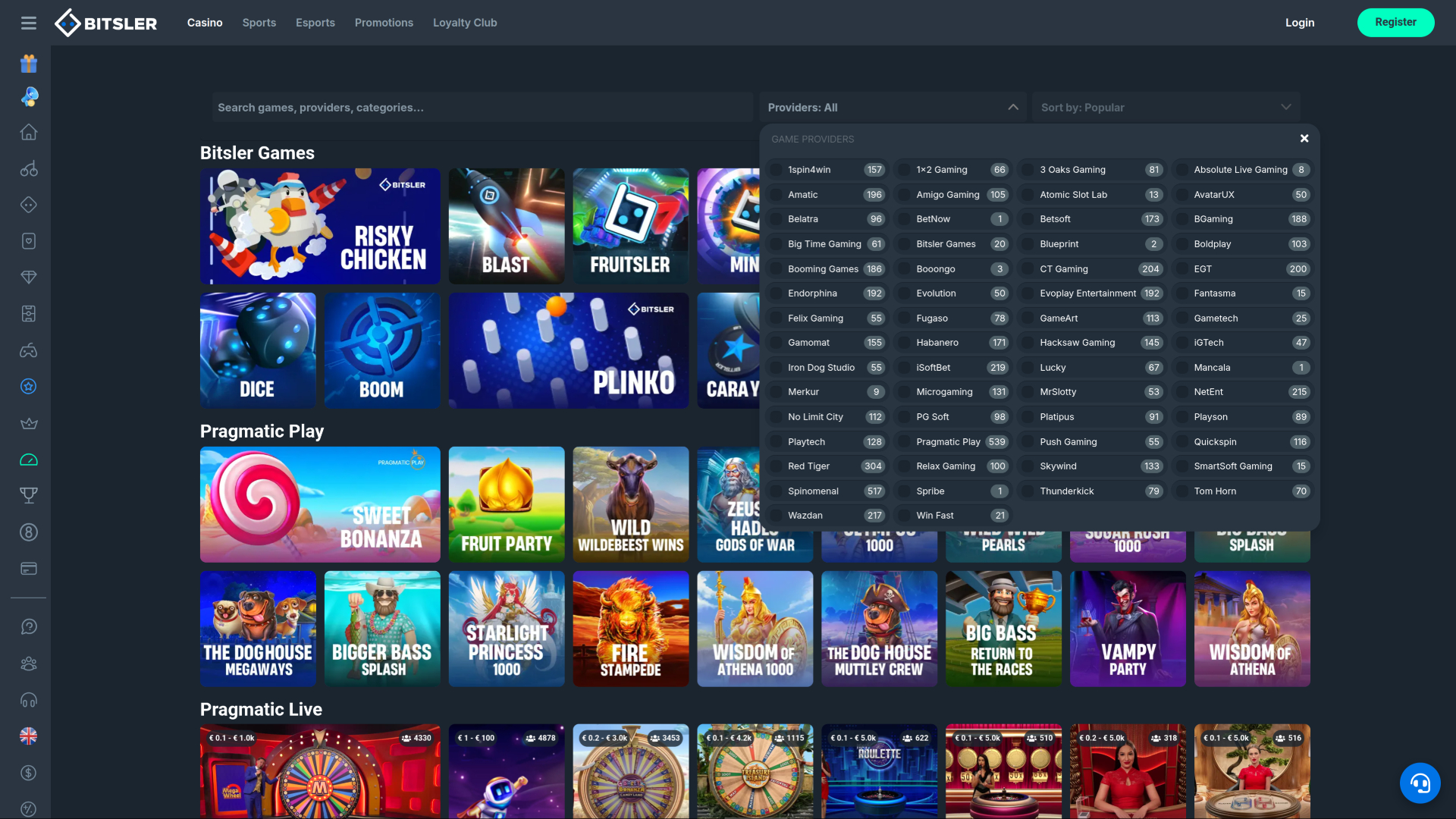 Bitsler Casino Desktop Game Developers