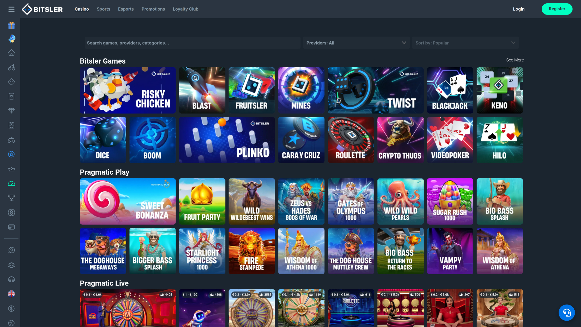 Bitsler Casino Desktop Games