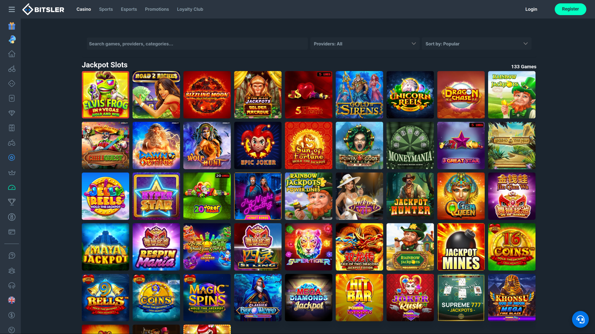 Bitsler Casino Desktop Jackpot