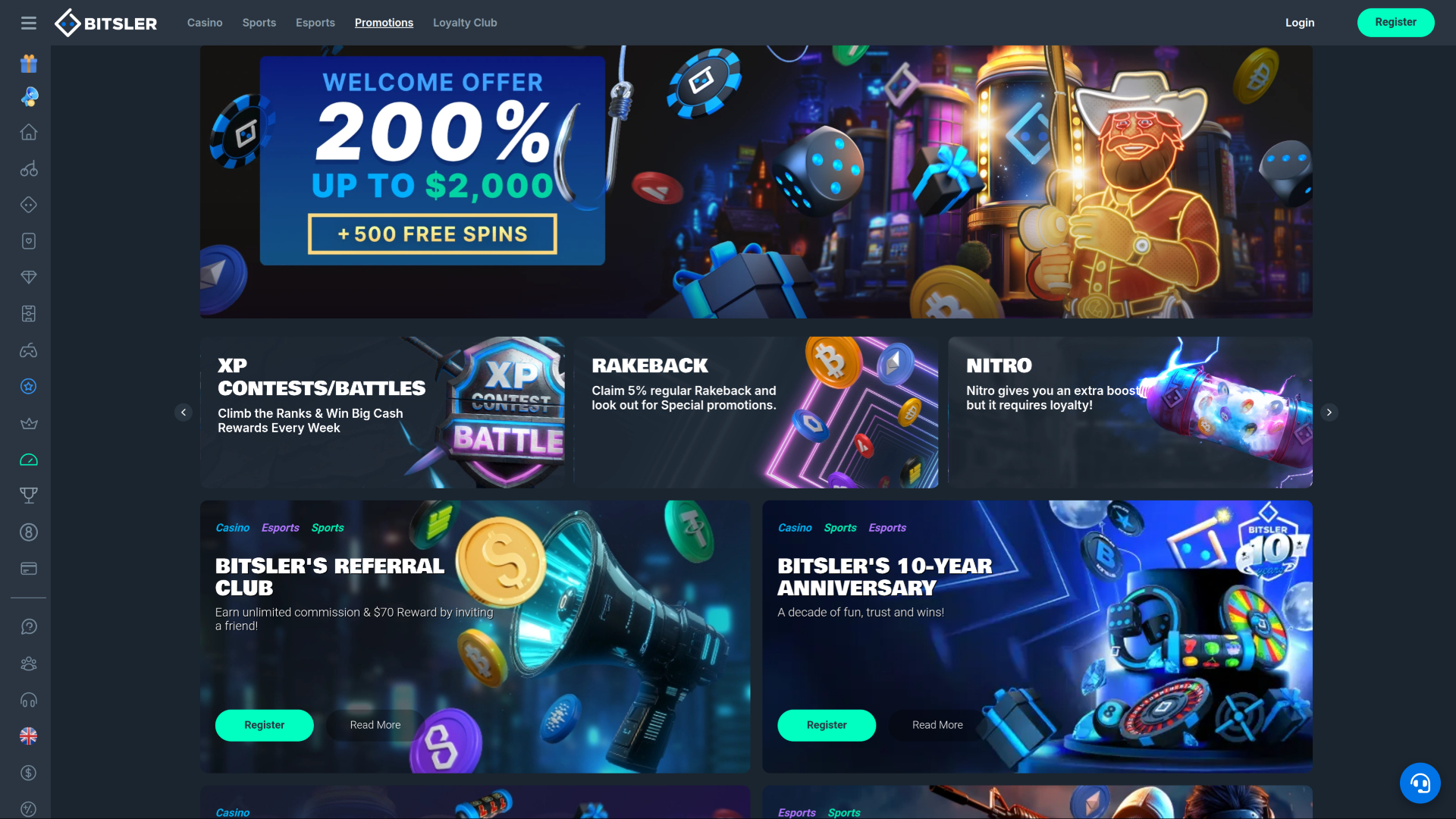 Bitsler Casino Desktop Promotions