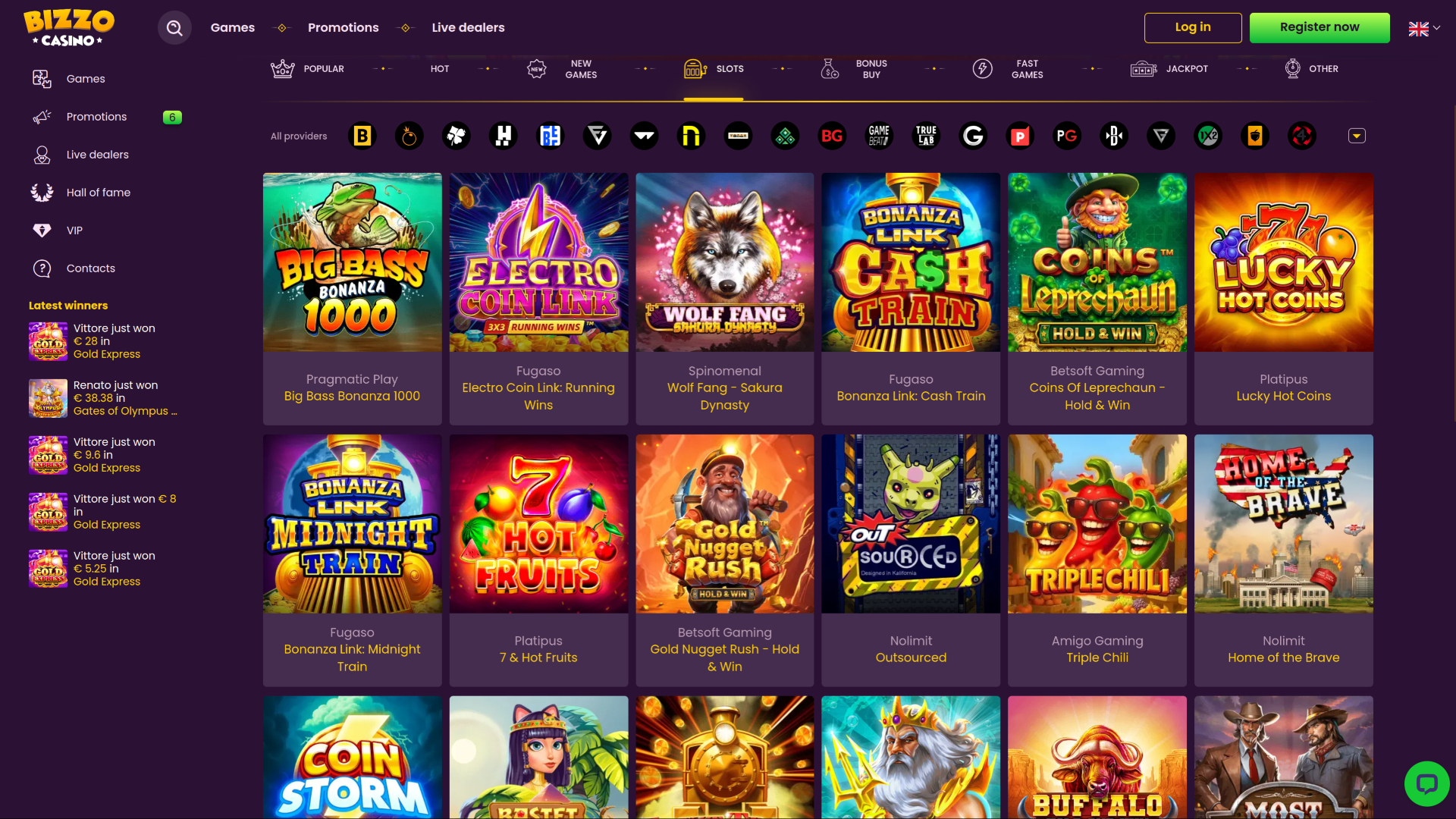 Bizzo Casino Desktop Games
