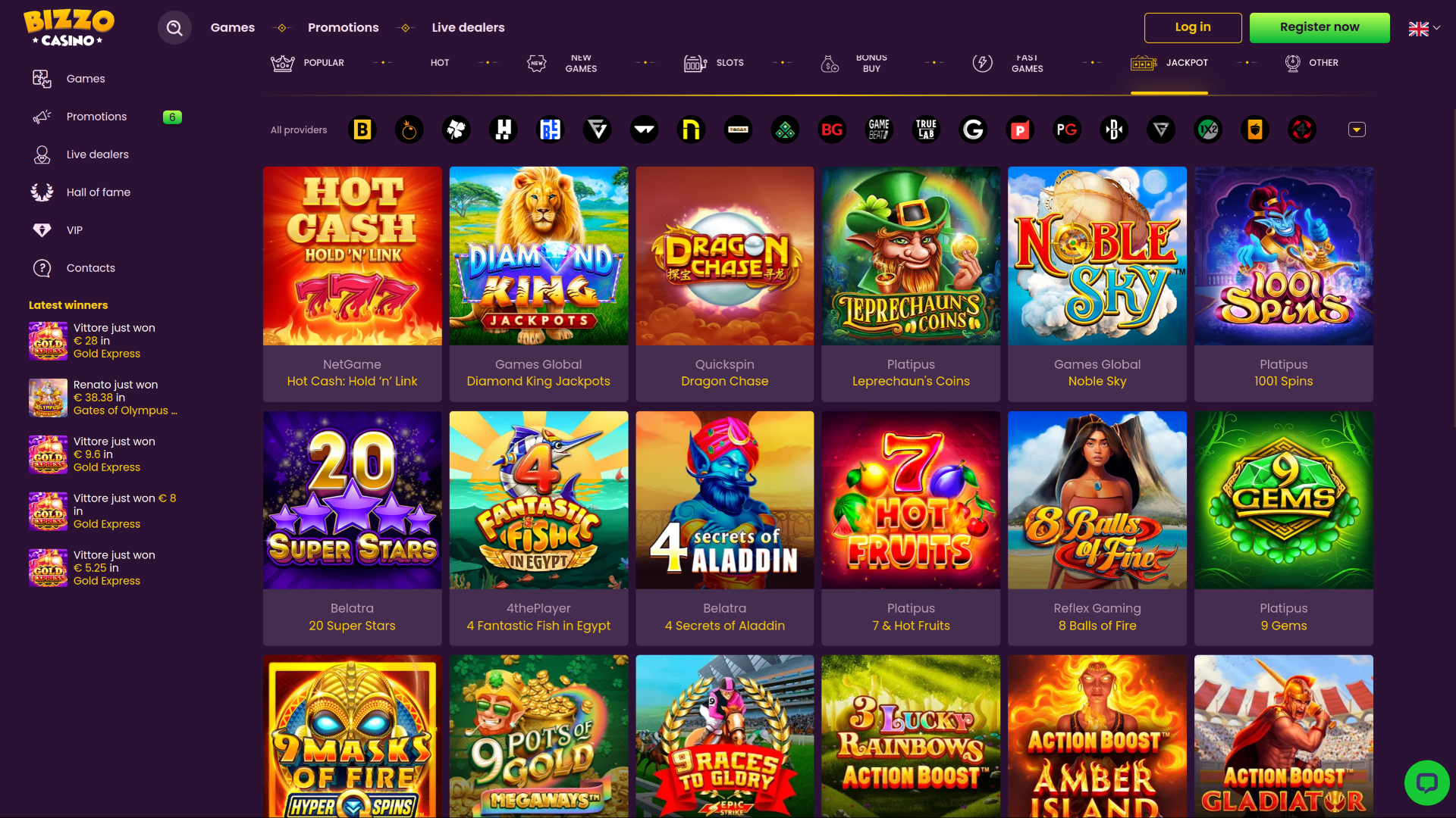 Bizzo Casino Desktop Jackpot