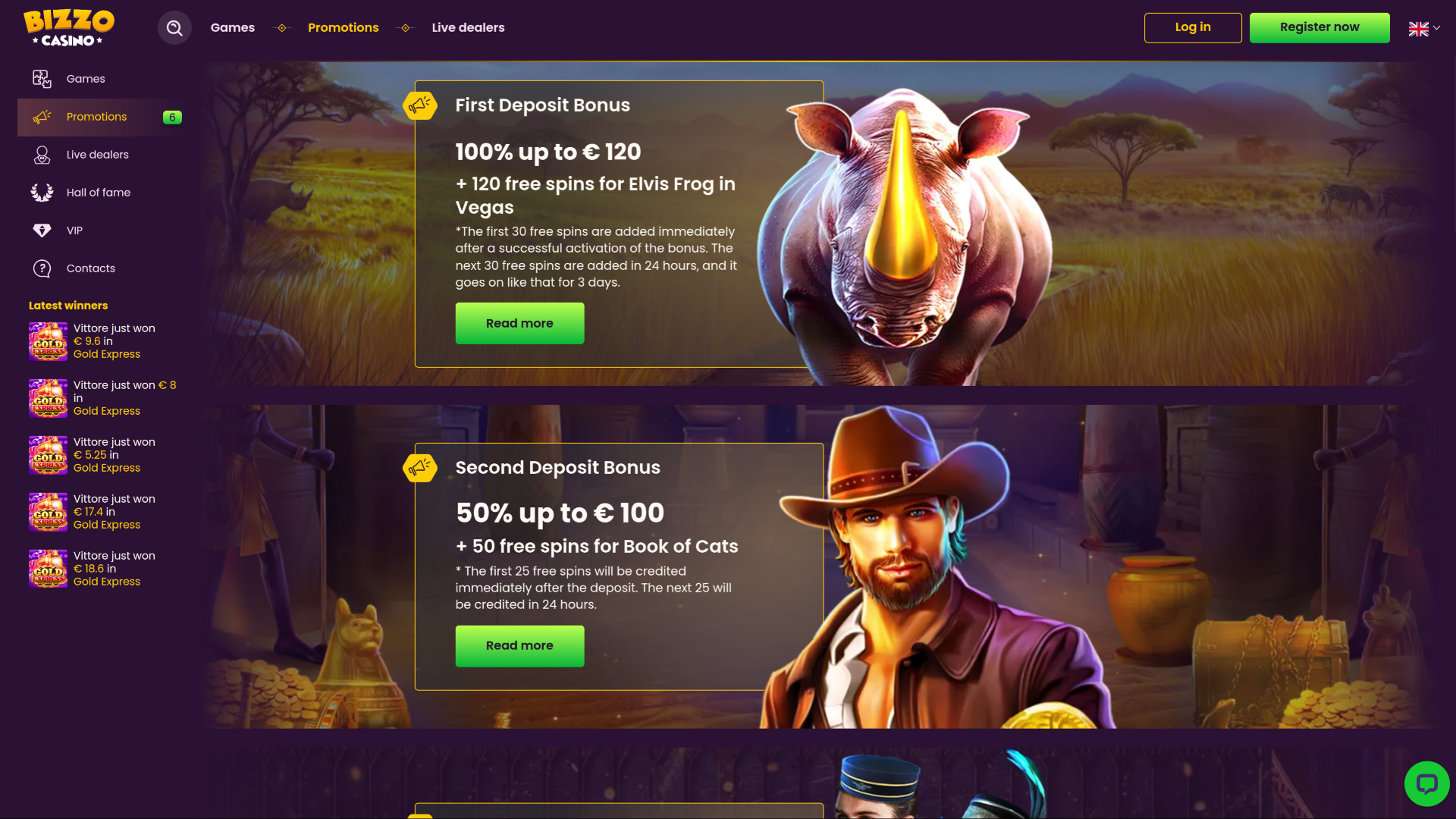 Bizzo Casino Desktop Promotions