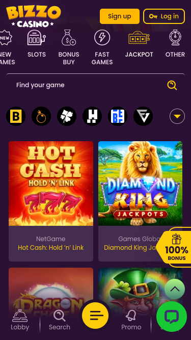 Bizzo Casino Mobile Jackpot