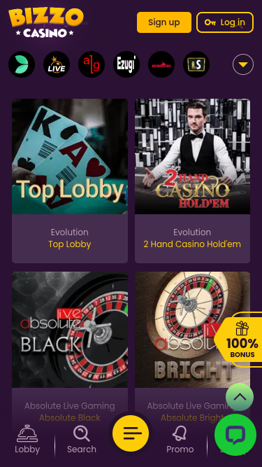 Bizzo Casino Mobile Live Dealer