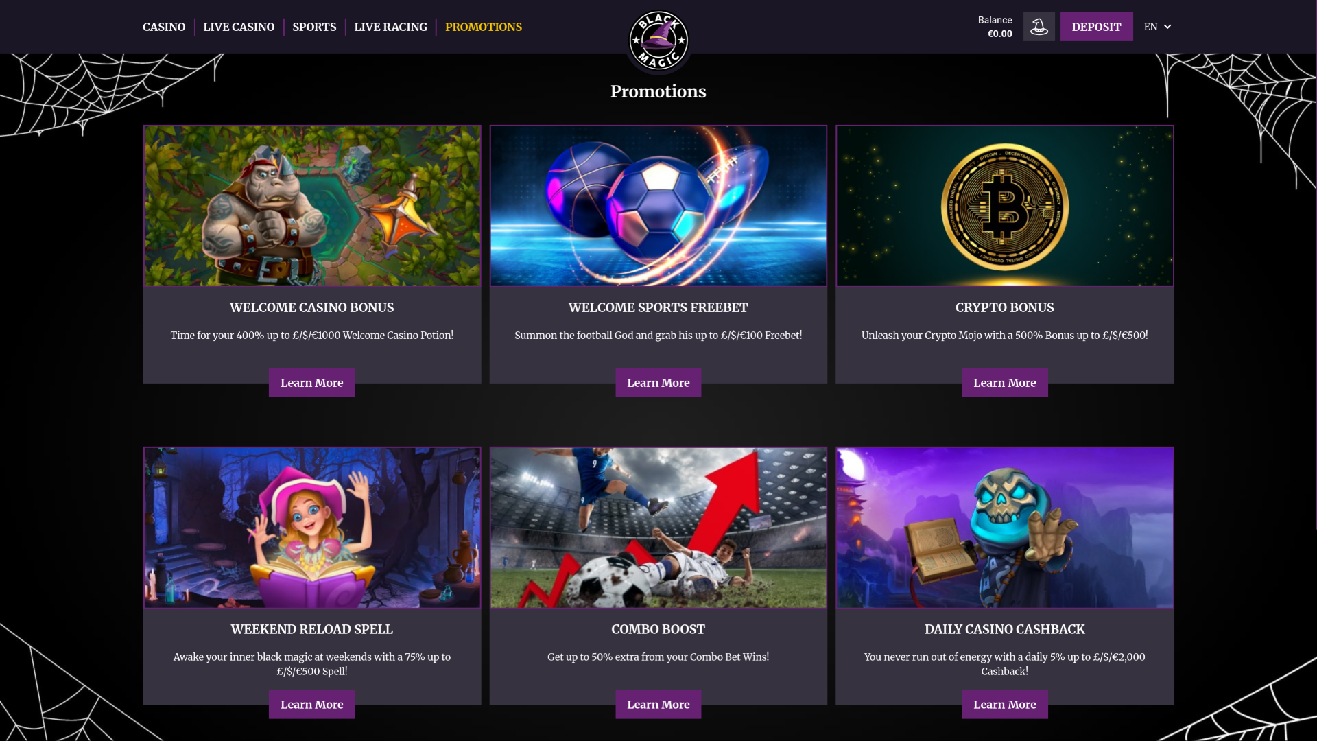 Black Magic Casino Desktop Promotions