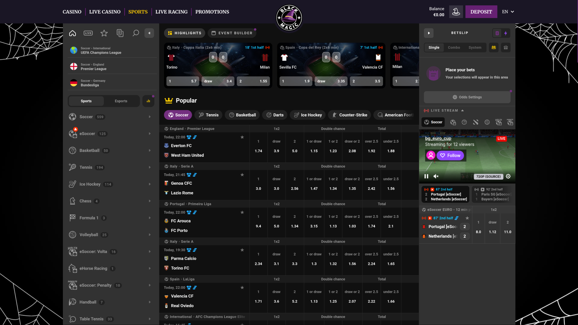 Black Magic Casino Desktop Sports