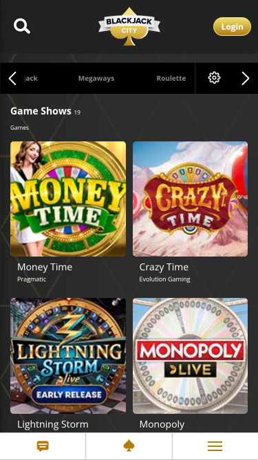BlackJack City Casino Mobile Shows