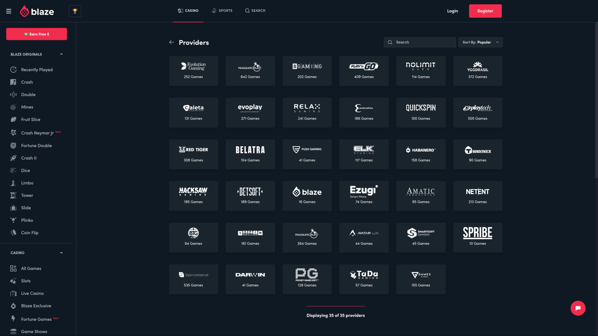 Blaze Casino Desktop Game Developers