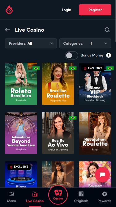 Blaze Casino Mobile Live Dealer