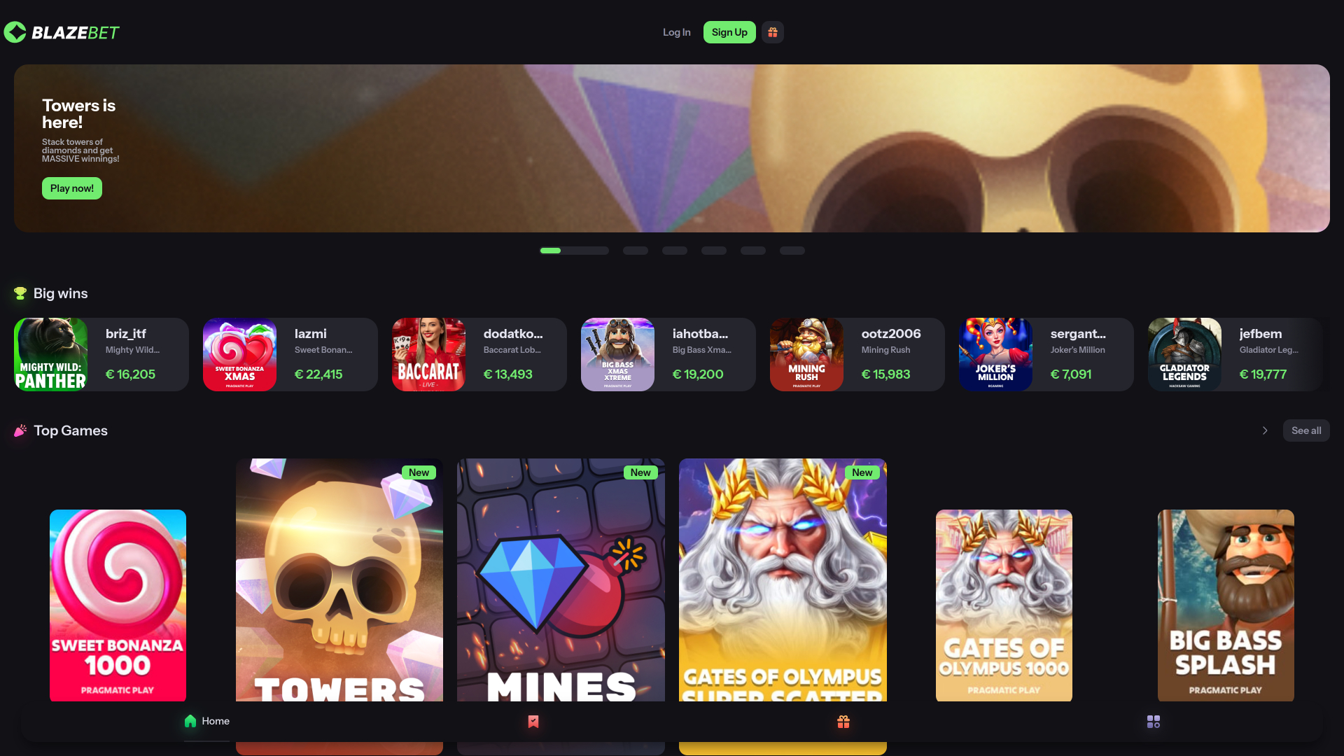 BlazeBet Casino Homepage Desktop