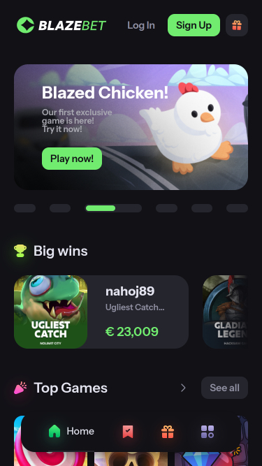 BlazeBet Casino Homepage Mobile