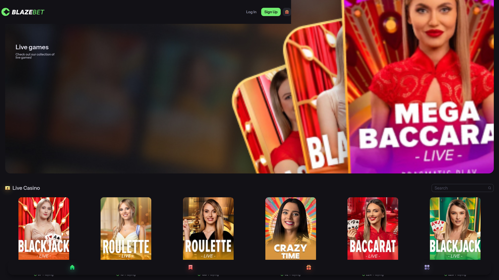 BlazeBet Casino Live Dealer Desktop