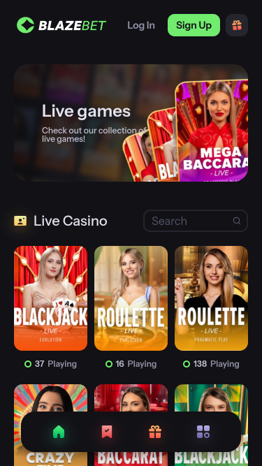 BlazeBet Casino Live Dealer Mobile