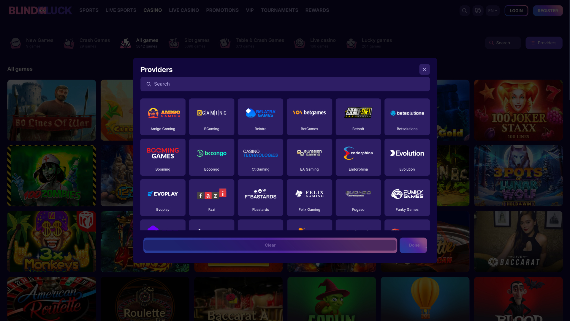 Game Developers BlindLuck Casino for Desktop