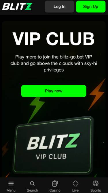 VIP mobile page screenshot of Blitz Casino