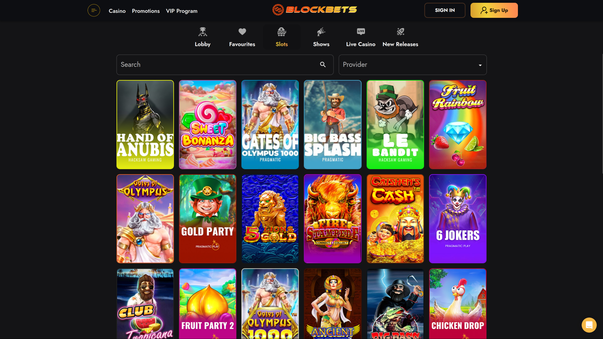 BlockBets Casino Desktop Games