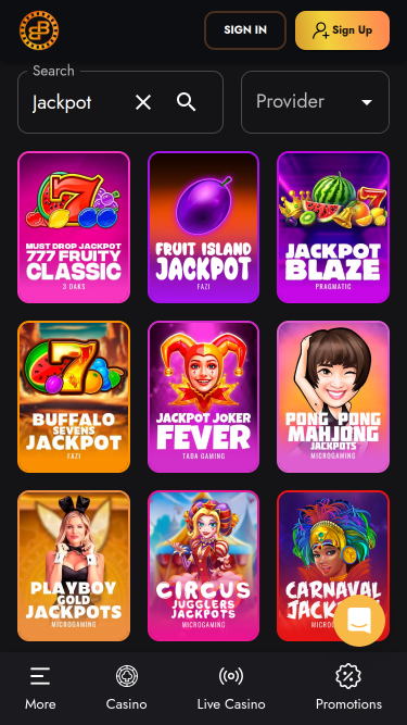BlockBets Casino Mobile Jackpot