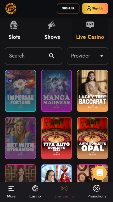 BlockBets Casino Mobile Live Dealer