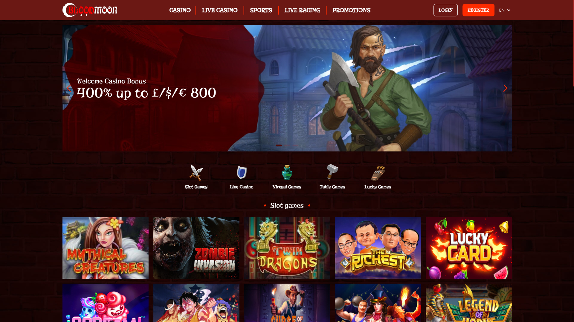 Blood Moon Casino Desktop Homepage