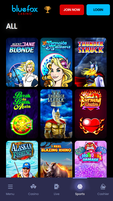 Blue Fox Casino Mobile Games