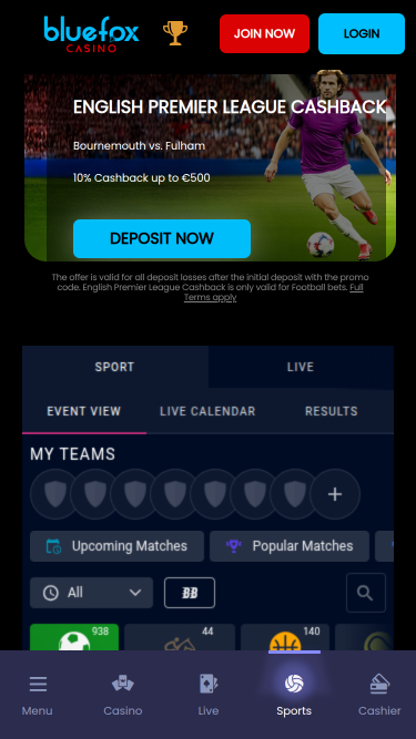 Blue Fox Casino Mobile Sports