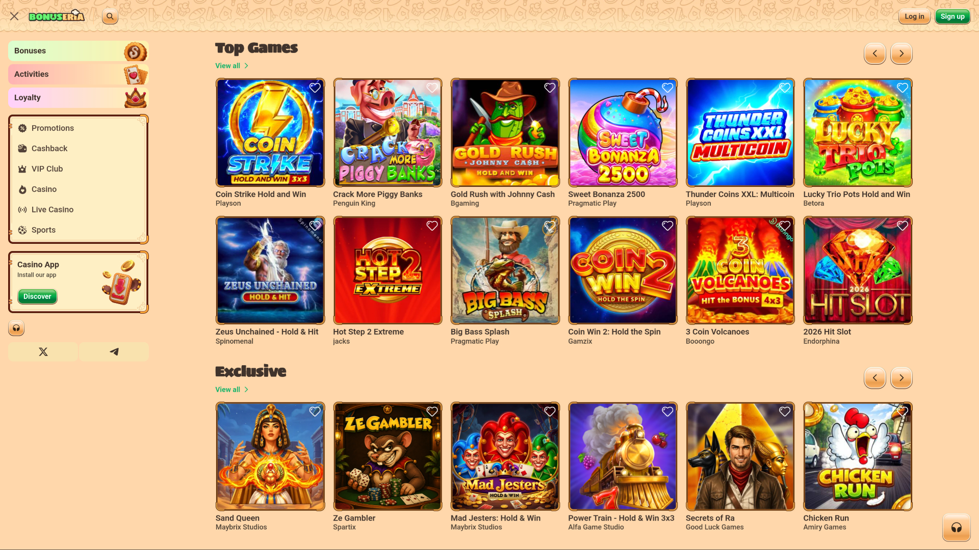 Bonuseria Casino Desktop Games