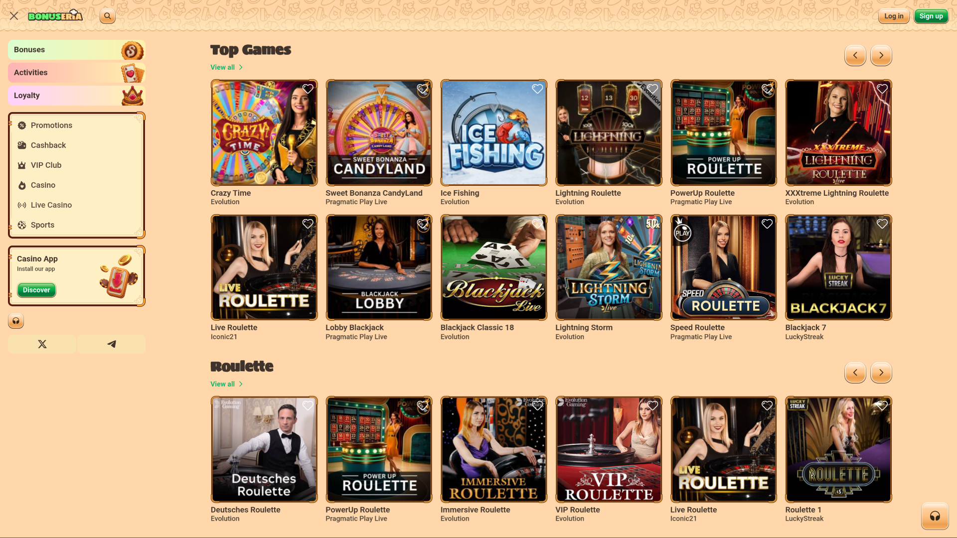 Bonuseria Casino Desktop Live Dealer