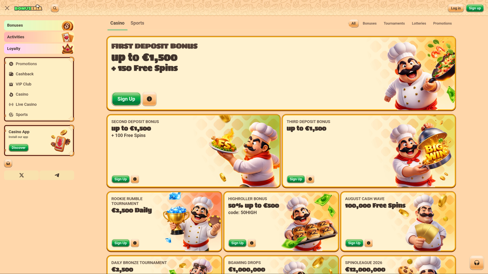 Bonuseria Casino Desktop Promotions