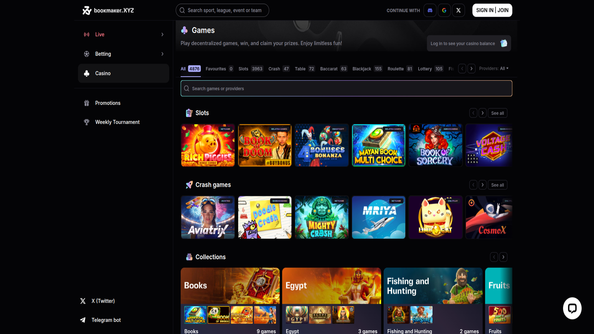 Bookmaker.XZY Casino Desktop Games
