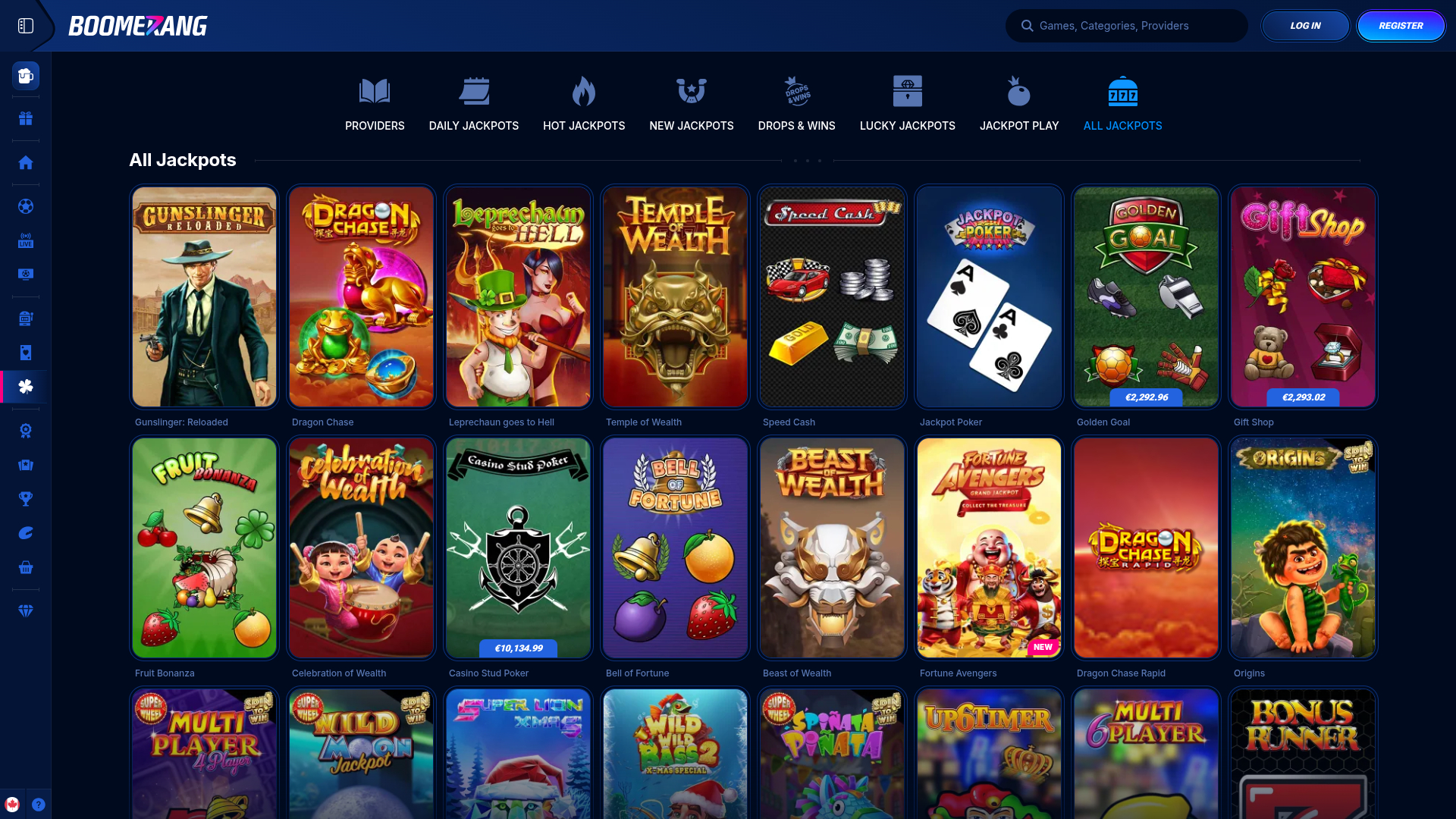Boomerang Bet Casino Desktop Jackpot
