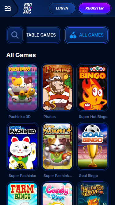 Boomerang Bet Casino Mobile Games