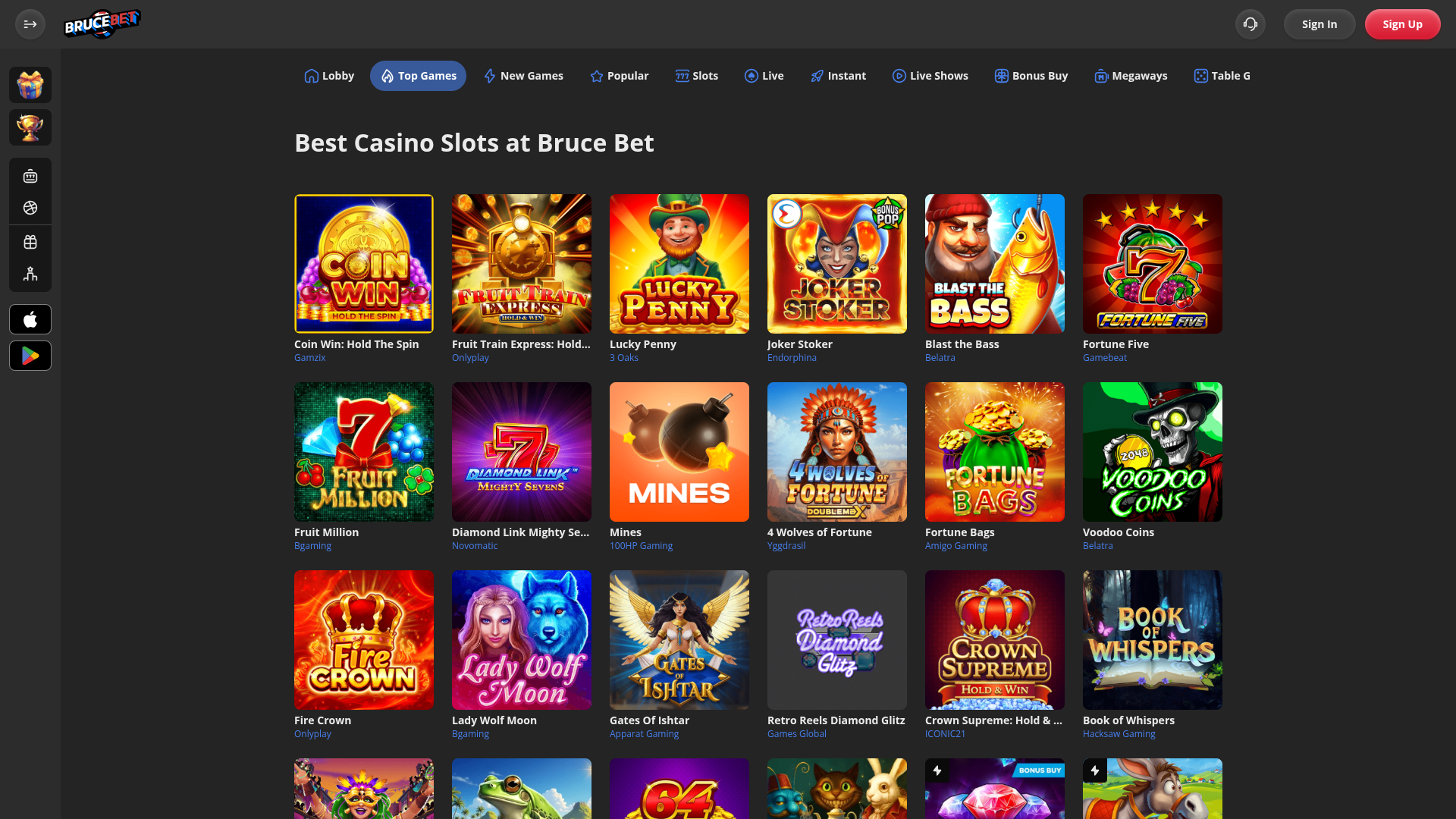 BruceBet Casino Desktop Games