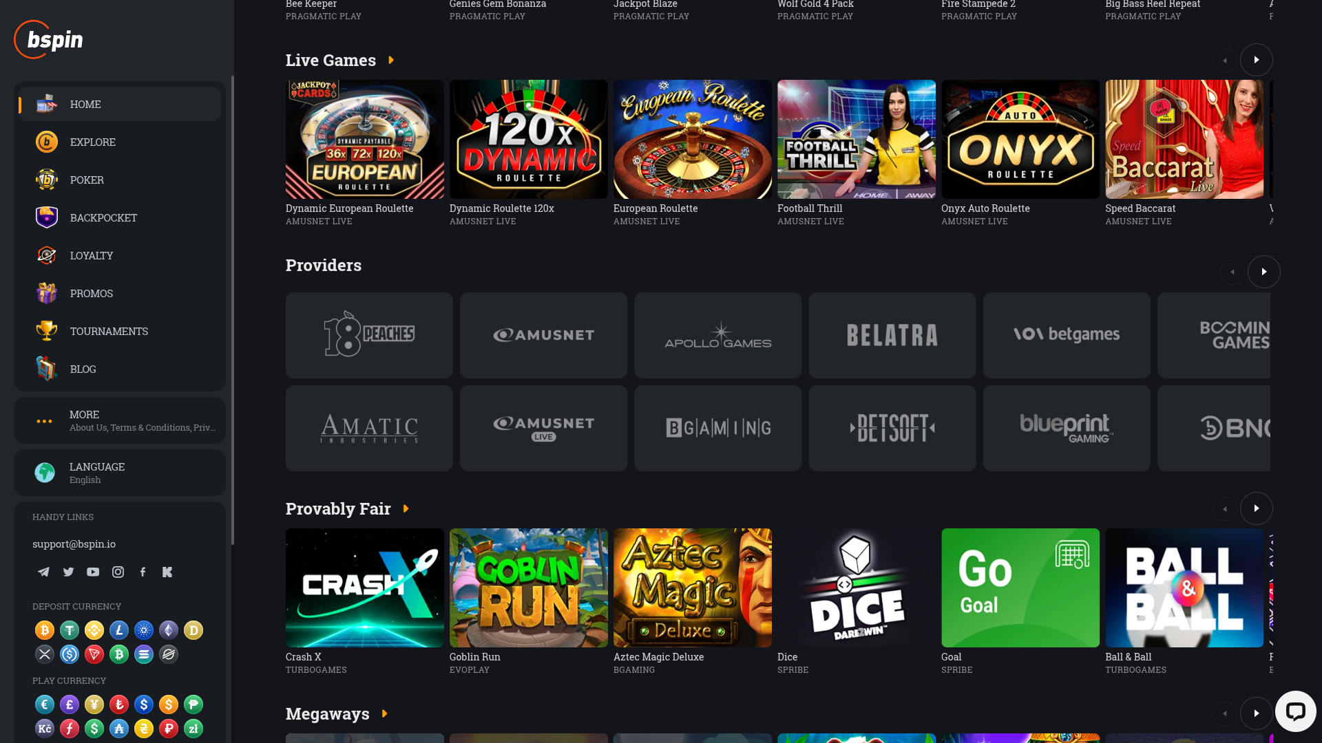 Bspin.io Casino Desktop Game Developers