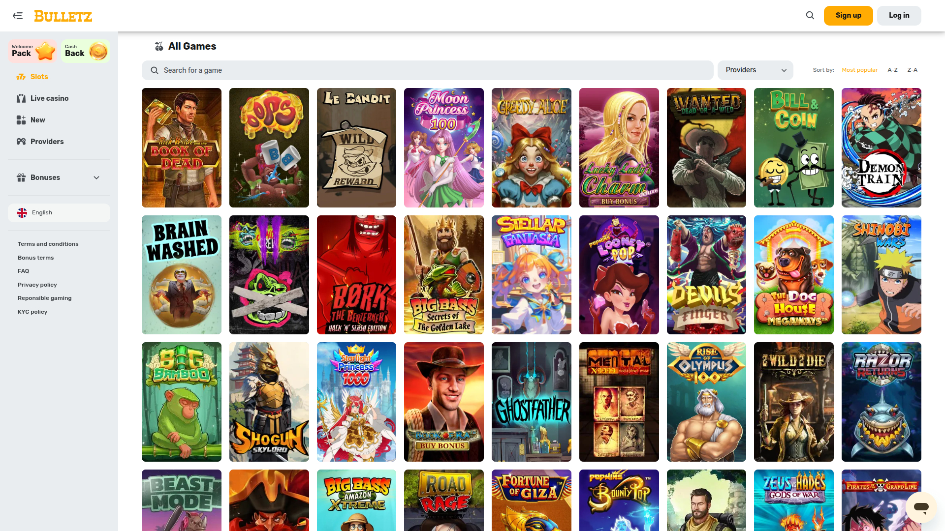 Bulletz Casino Desktop Games