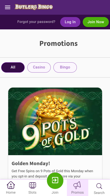 Butlers Bingo Mobile Promotions