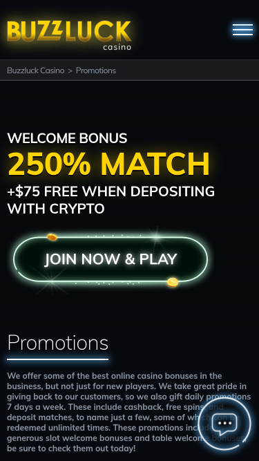 BuzzLuck Casino Mobile Promotions