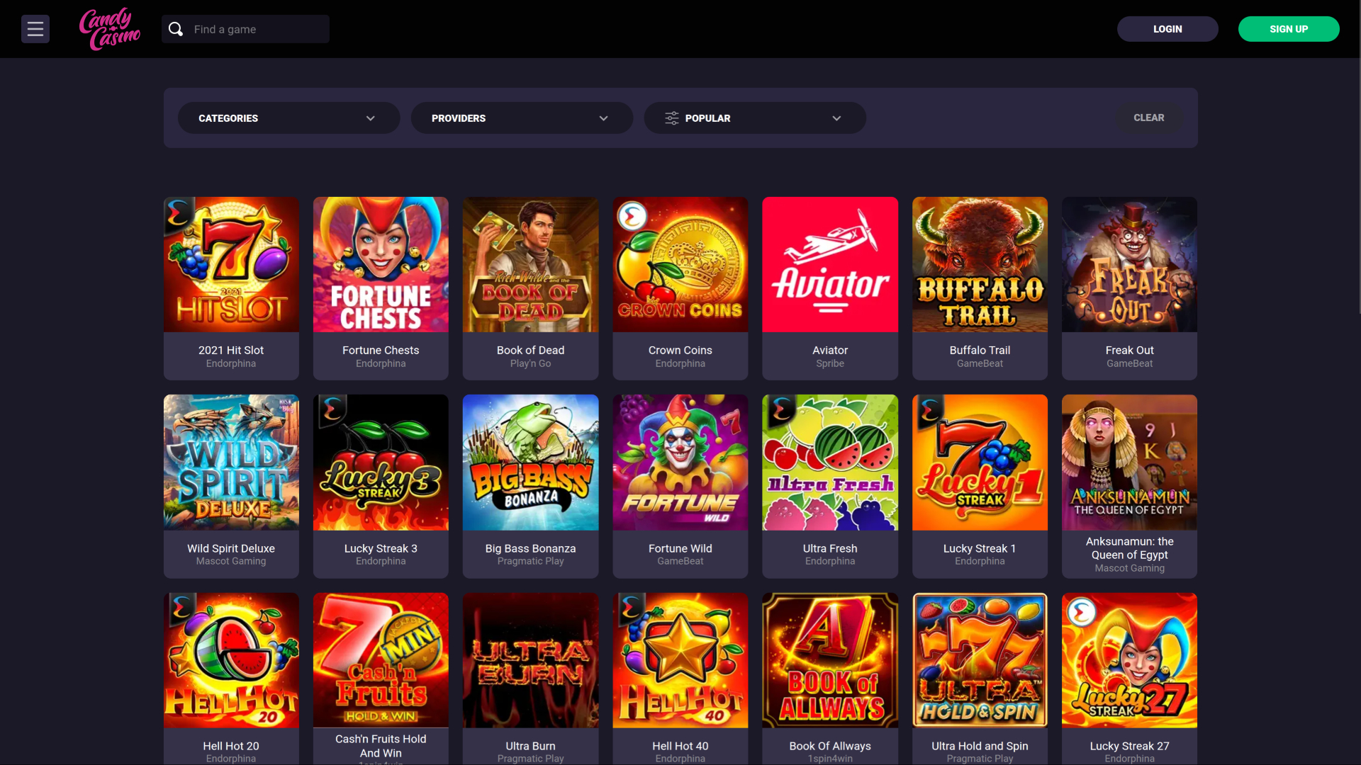 Candy Casino Desktop Games