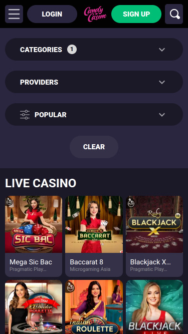 Candy Casino Mobile Live Dealer