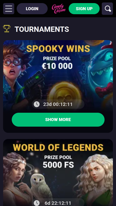 Candy Casino Mobile Tournaments