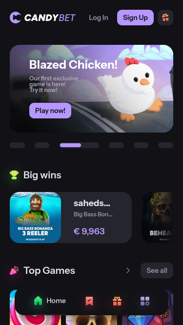 CandyBet Casino Mobile Homepage